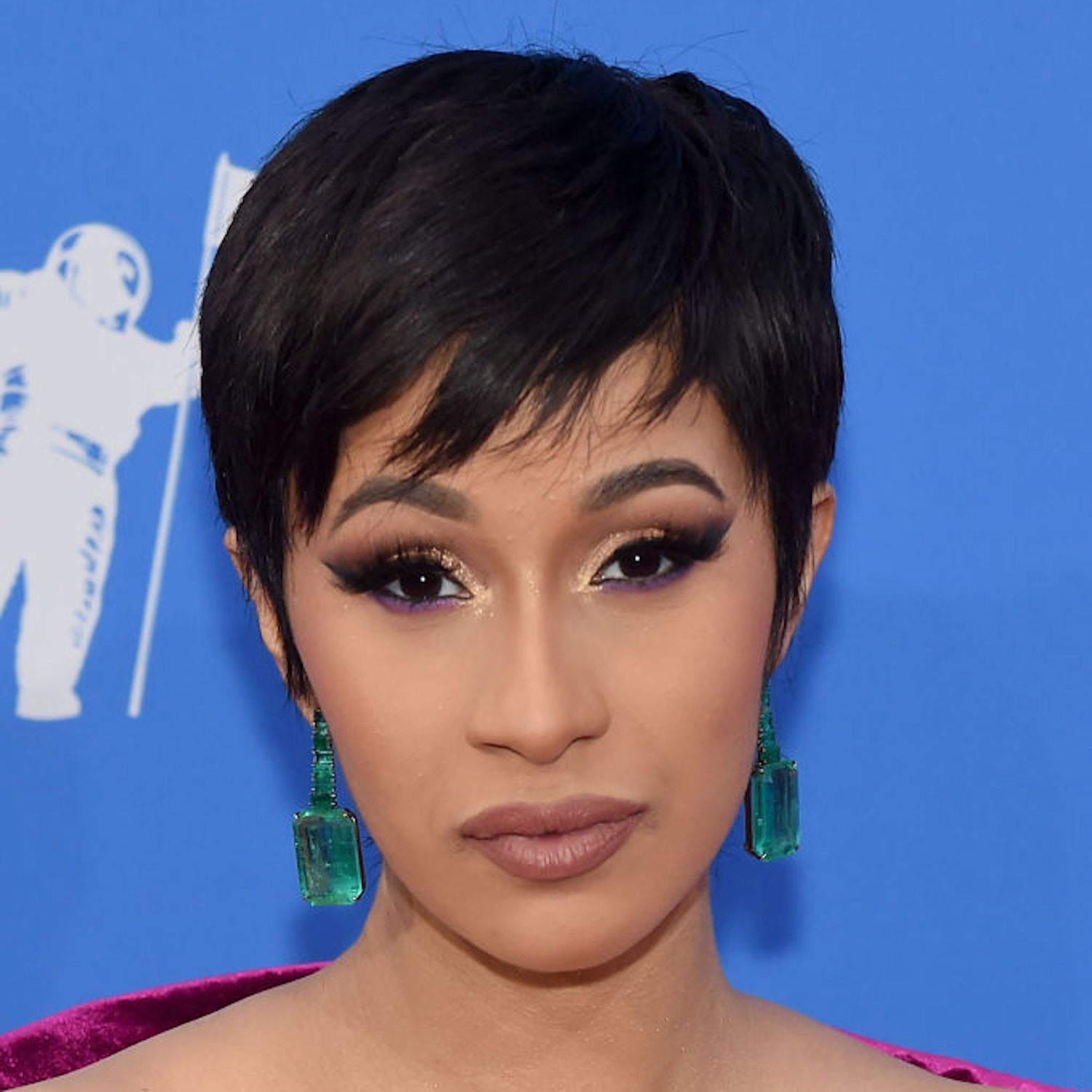 Cardi B with a cropped pixie-cut hairstyle
