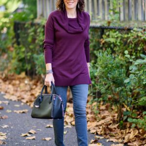 Then & Now: Grey Denim + Burgundy Sweater