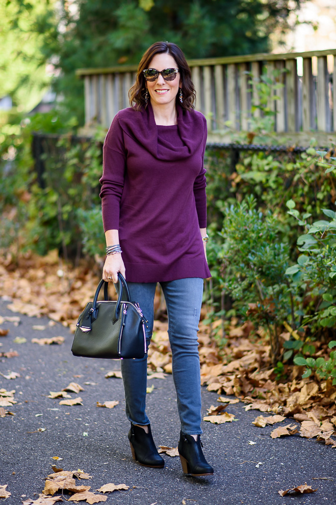 Then & Now: Grey Denim + Burgundy Sweater