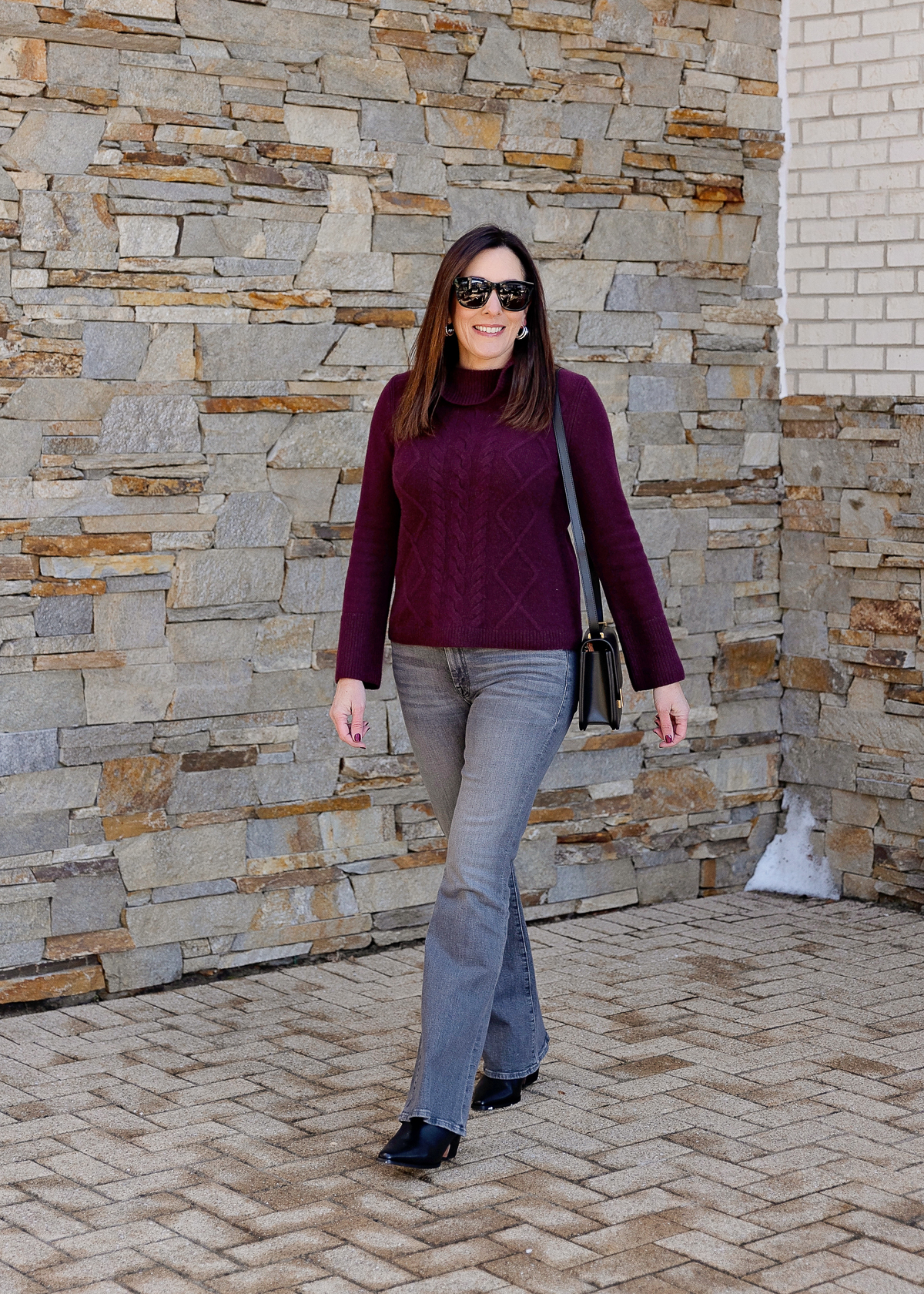 Then & Now: Grey Denim + Burgundy Sweater