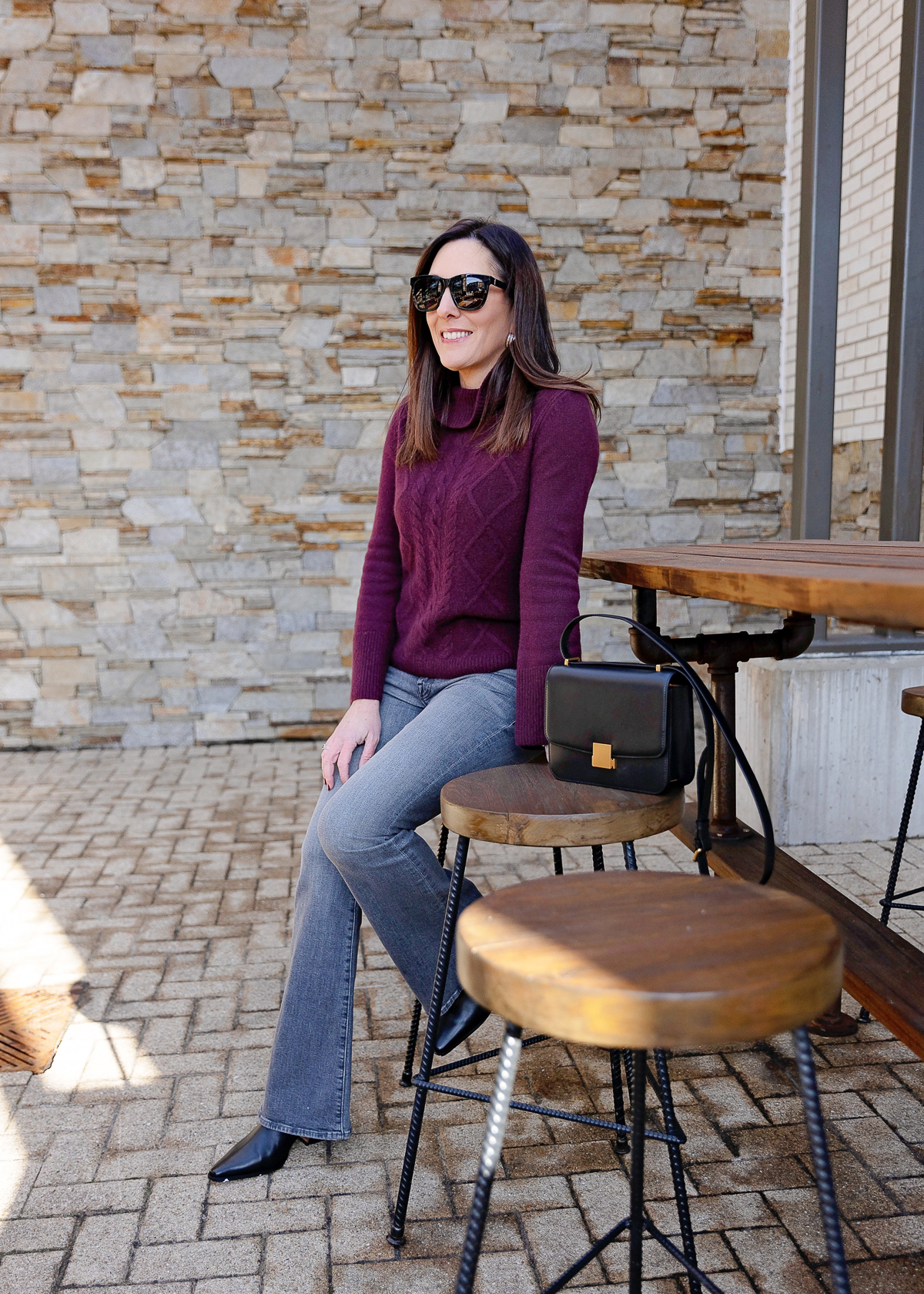 Then & Now: Grey Denim + Burgundy Sweater