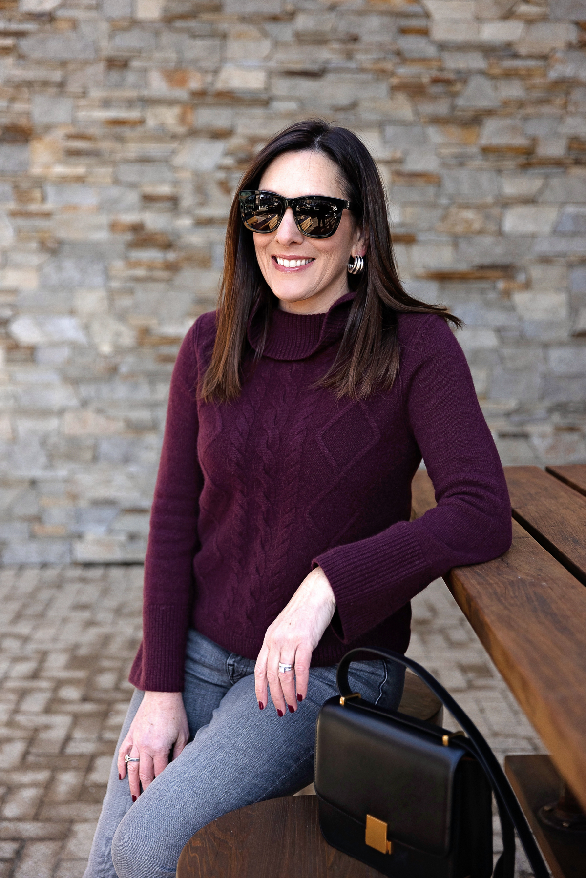 Then & Now: Grey Denim + Burgundy Sweater