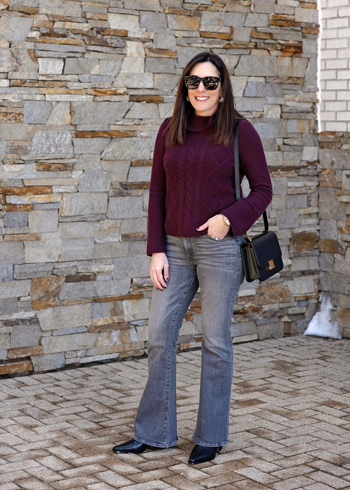 Then & Now: Grey Denim + Burgundy Sweater