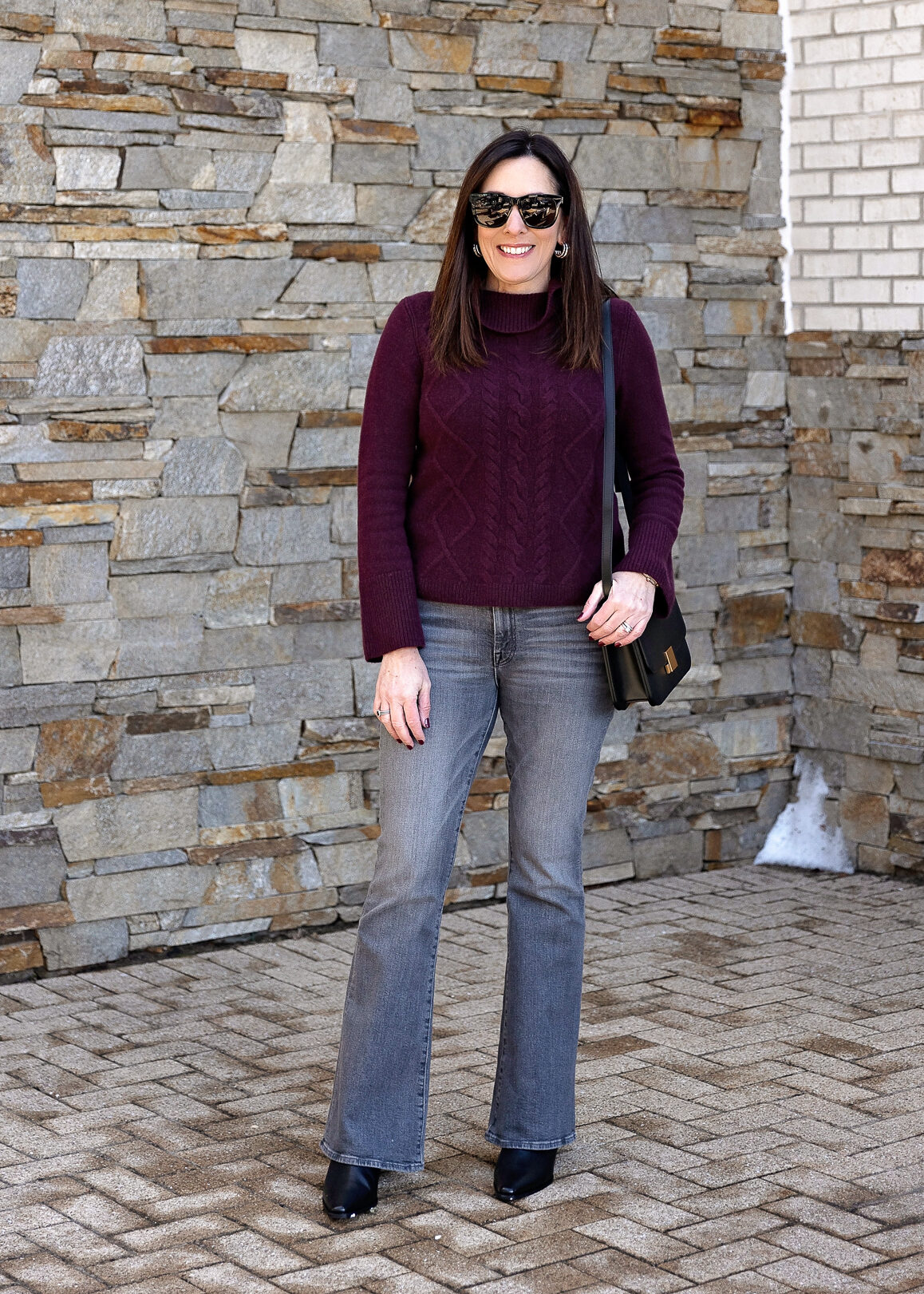 Then & Now: Grey Denim + Burgundy Sweater