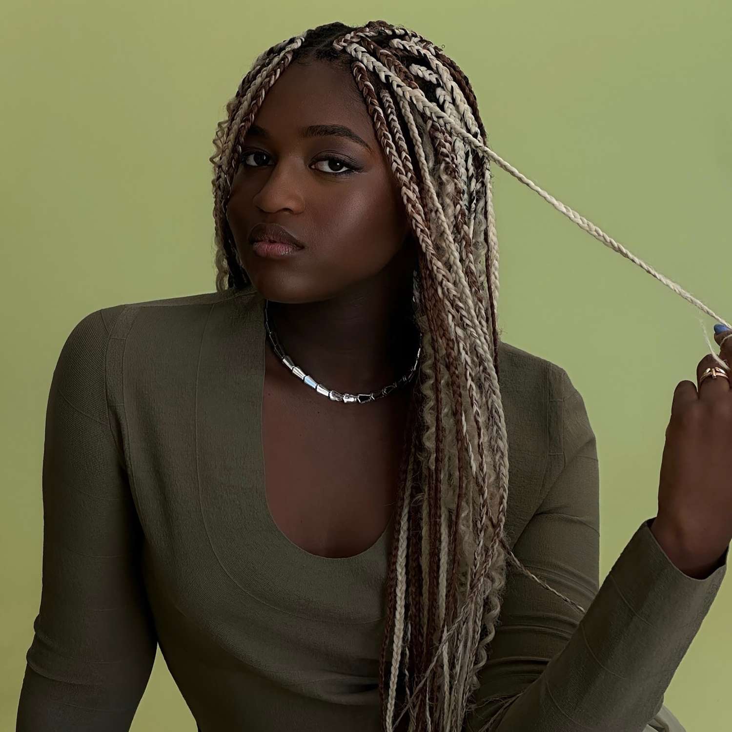 Zaya Wade with box braids in brown and platinum blonde