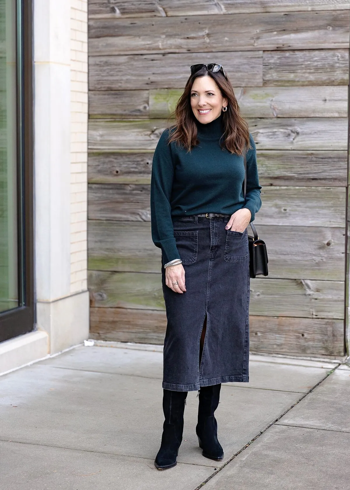 How to Wear a Denim Skirt This Fall